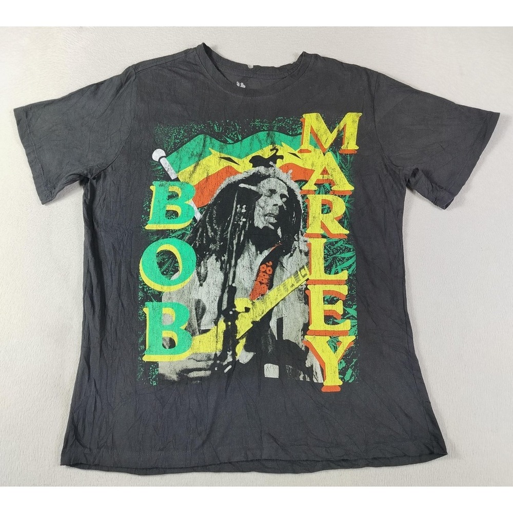Zion Rootswear Bob Marley Shirt Mens Large Black Reggae Graphic Tee Band Music